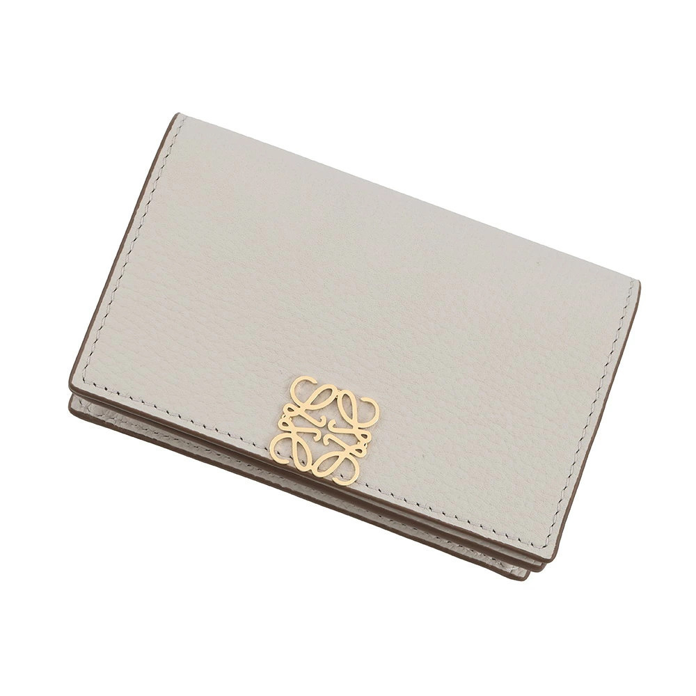 Loewe Anagram Business Card Pebble Grain Calf Leather Wallet Case